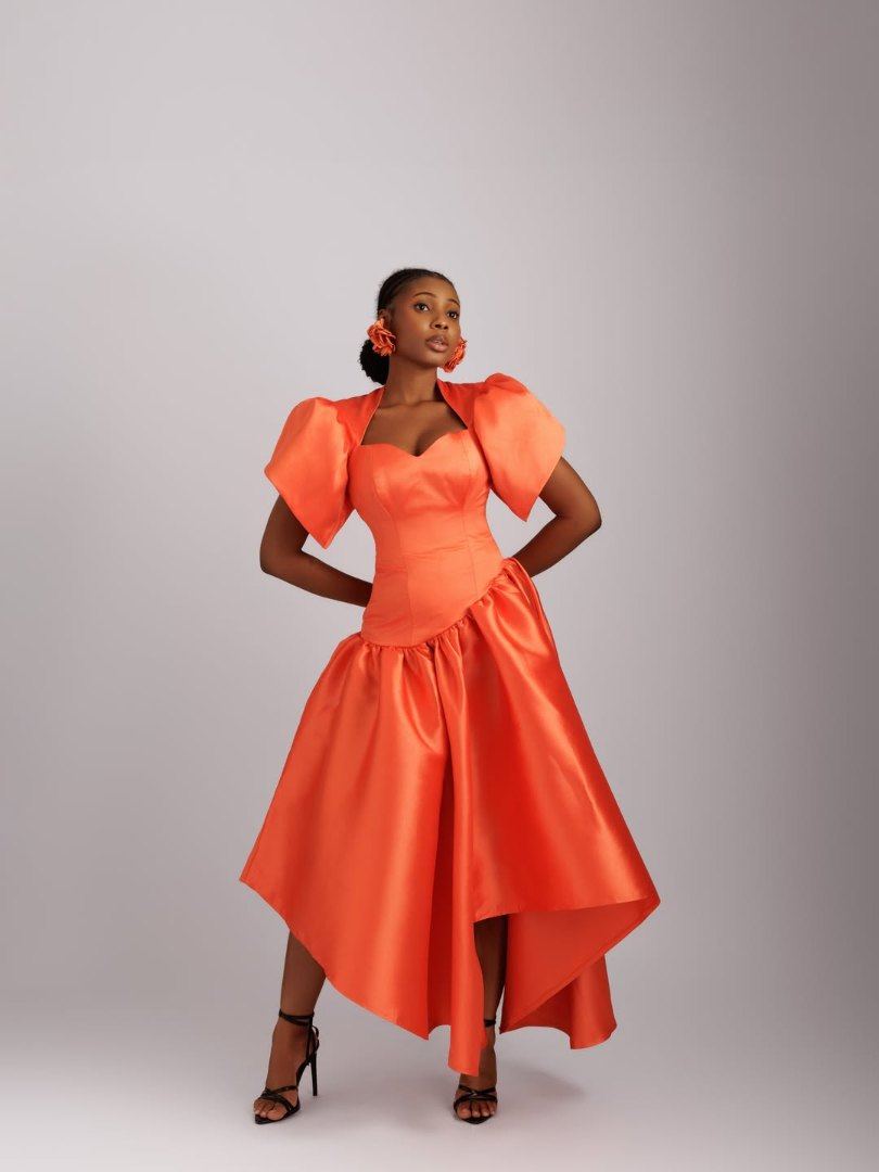 Tangerine Corset High-Low Dress