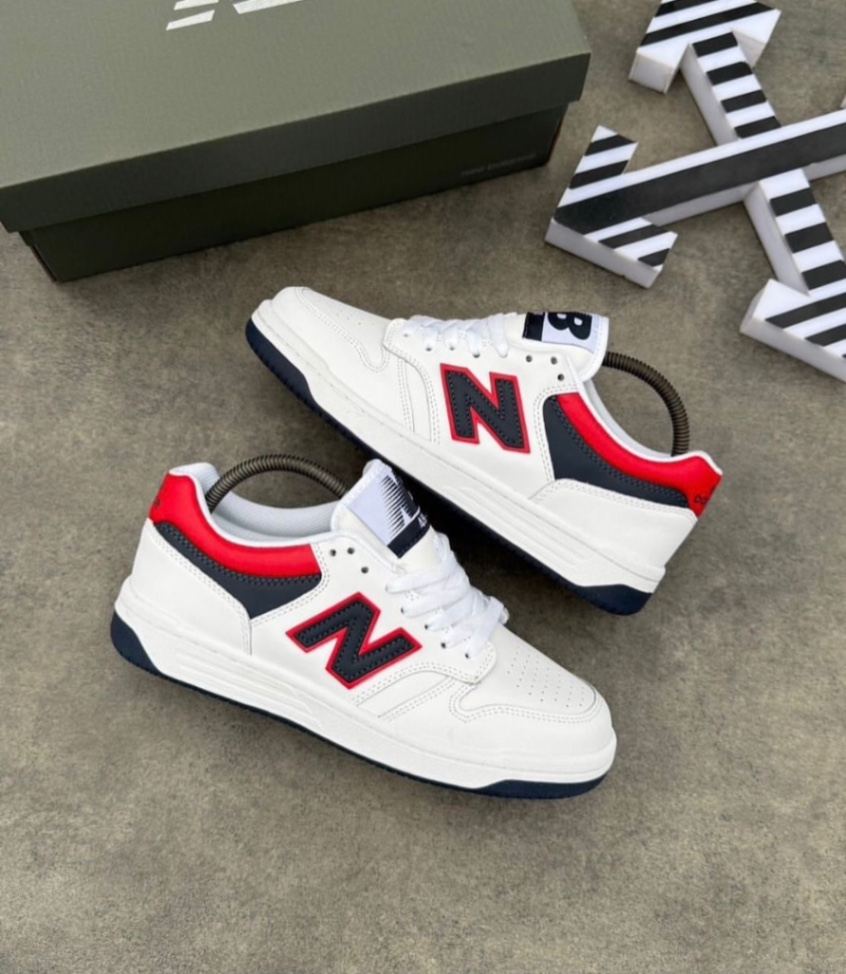 New Balance 480 White Indigo Red sneakers