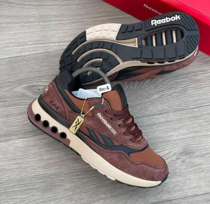 Reebok ERS World sneakers in an unearthed brown, gritty grey, and tan colorway