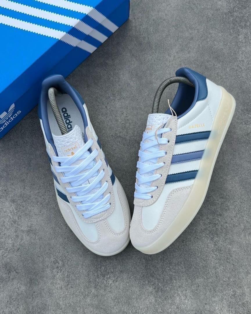 Adidas Gazelle Indoor Leather and Suede Sneakers - White