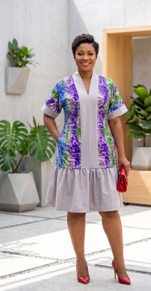AFIABA  Kaftan dress with adjustable back belt