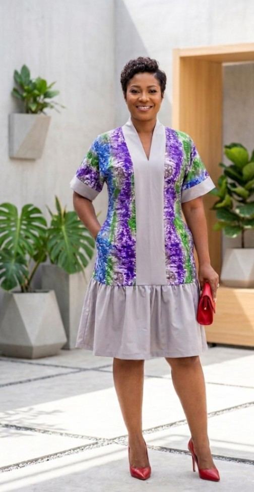 AFIABA  Kaftan dress with adjustable back belt