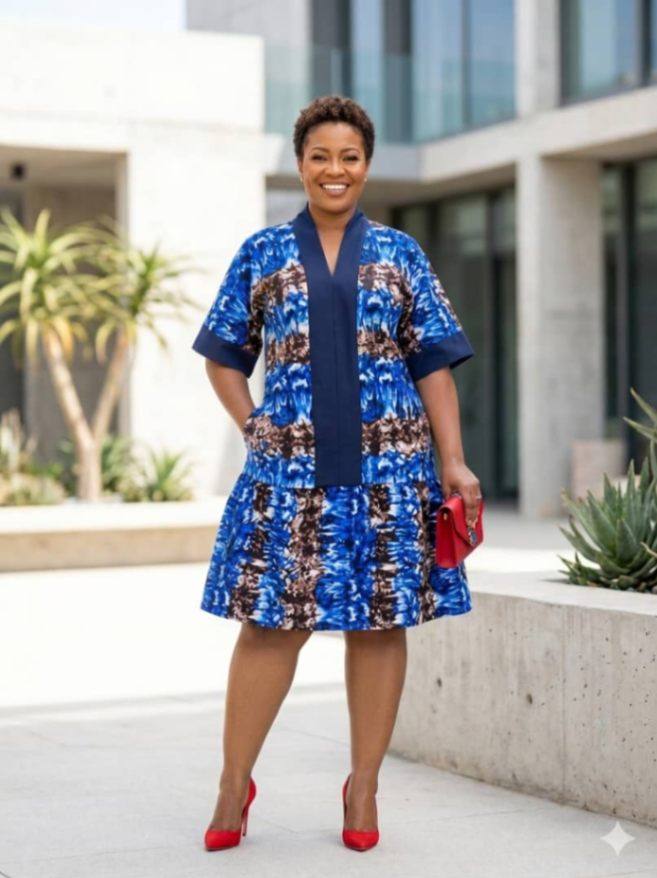 AFIABA  Kaftan dress with adjustable back belt