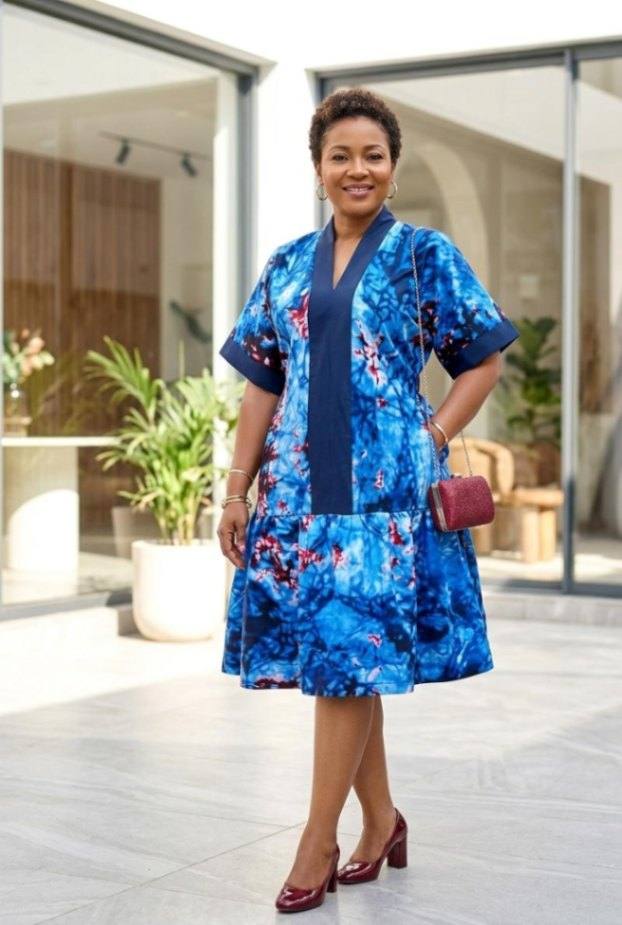 AFIABA Kaftan dress with adjustable back belt