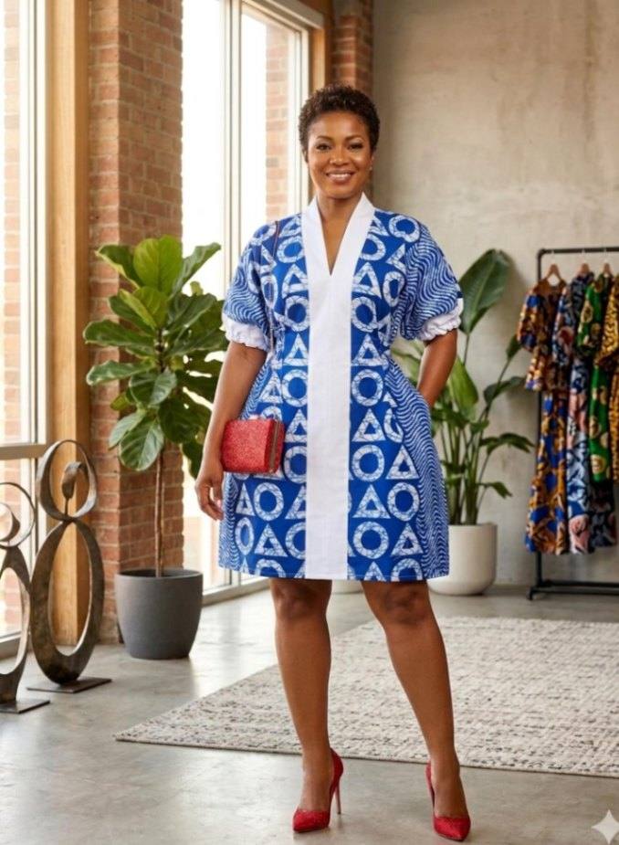Eya  Kaftan dress with adjustable back belt