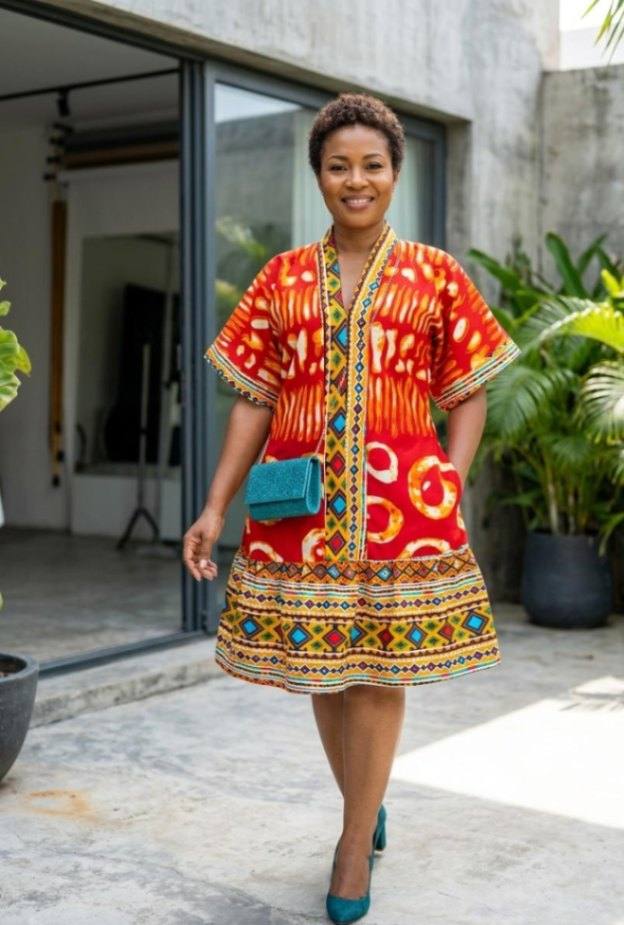 AFIABA  Kaftan dress with adjustable back belt