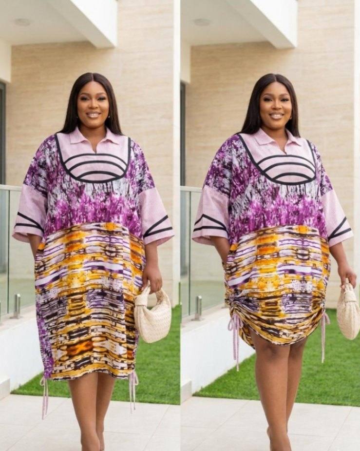 kaftan bubu dress with a bottom drawstring 