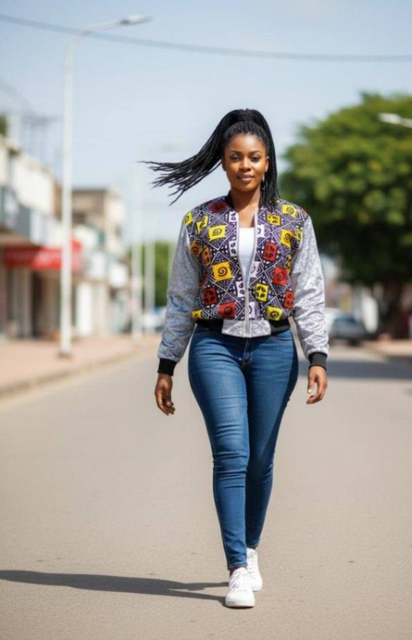 African print Unisex  Bomber jacket with a touch of velvet
