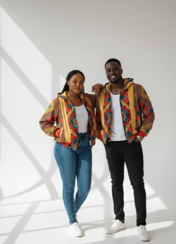 African print Unisex Hoddie  Bomber jacket with a touch of velvet.