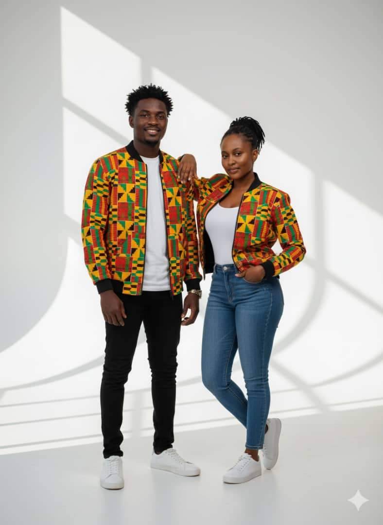 Full african print unisex  kente bomber Jacket 