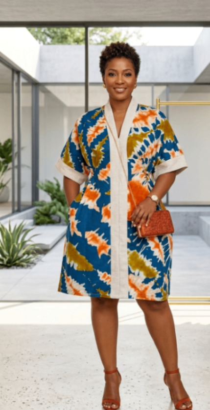 Eya  Kaftan dress with adjustable back belt