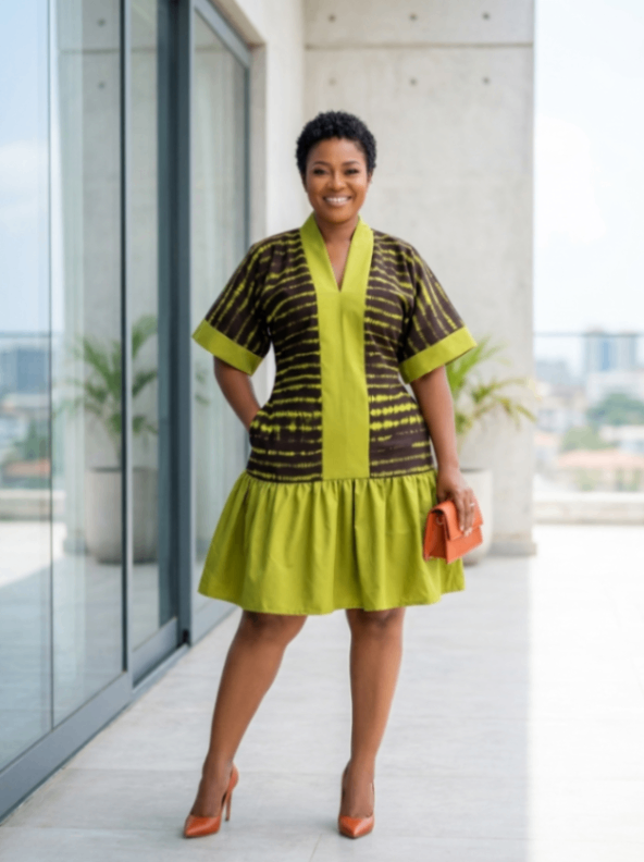 AFIABA  Kaftan dress with adjustable back belt