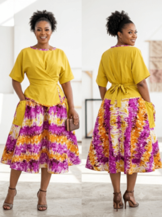 AMANDA SET Flare skirt and Twisted wrap top