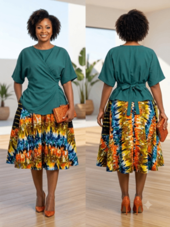 AMANDA SET Flare skirt and Twisted wrap top