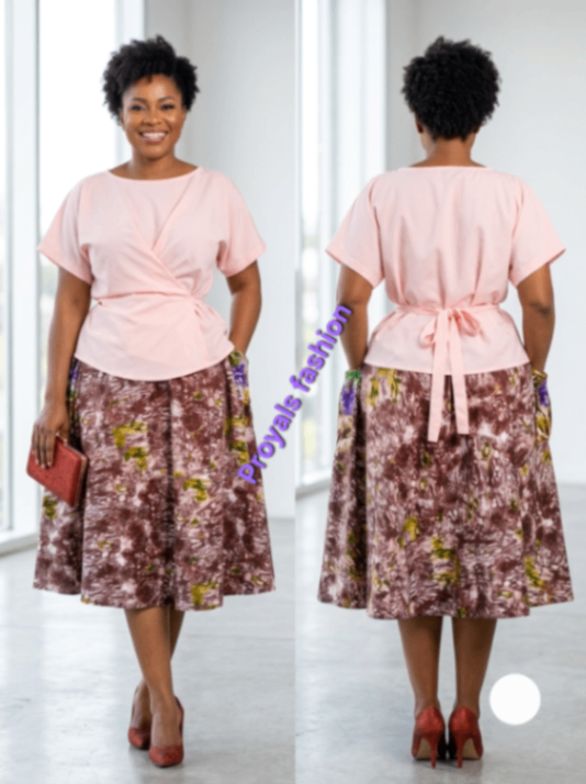 AMANDA SET Flare skirt and Twisted wrap top