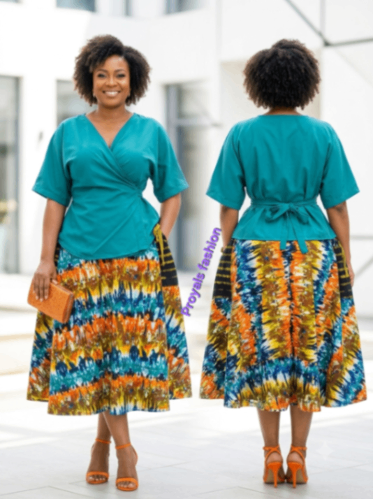 AMANDA SET Flare skirt and Twisted wrap top