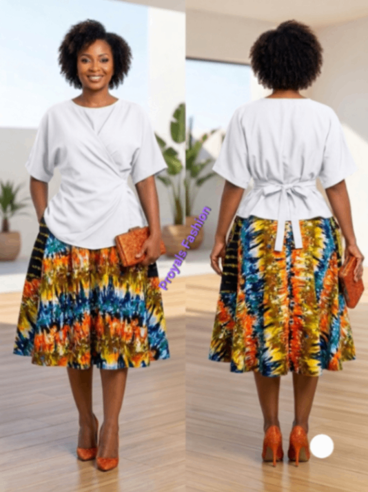 AMANDA SET Flare skirt and Twisted wrap top