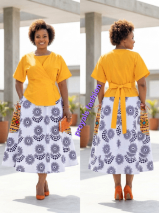 AMANDA SET Flare skirt and Twisted wrap top