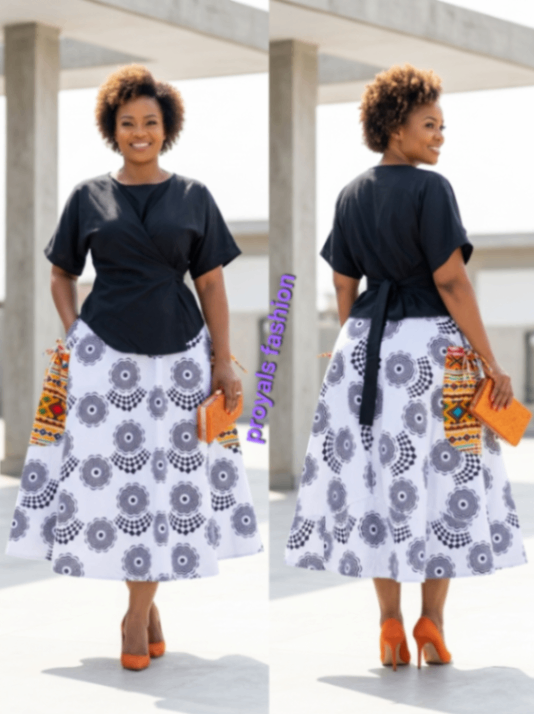 AMANDA SET Flare skirt and Twisted wrap top