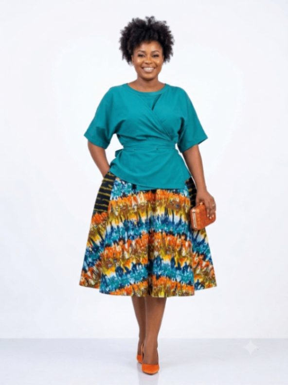 AMANDA SET Flare skirt and Twisted wrap top