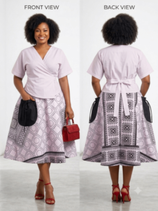 AMANDA SET Flare skirt and Twisted wrap top