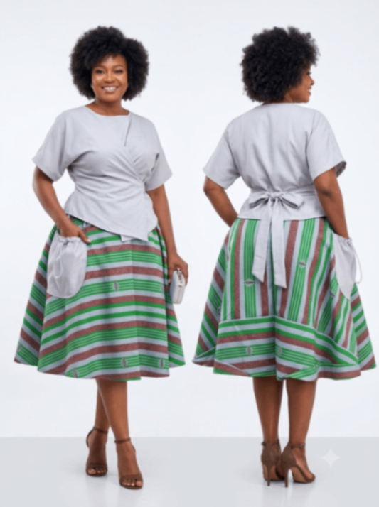 AMANDA SET Flare skirt and Twisted wrap top