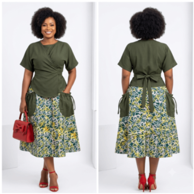 AMANDA SET Flare skirt and Twisted wrap top