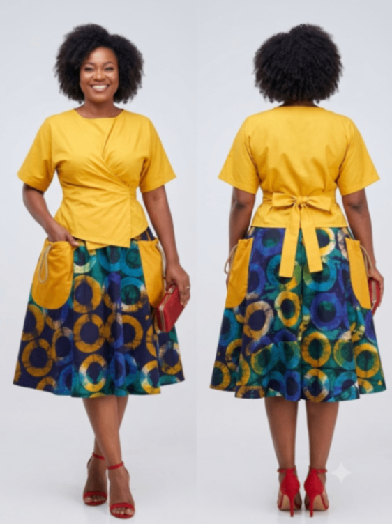 AMANDA SET Flare skirt and Twisted wrap top