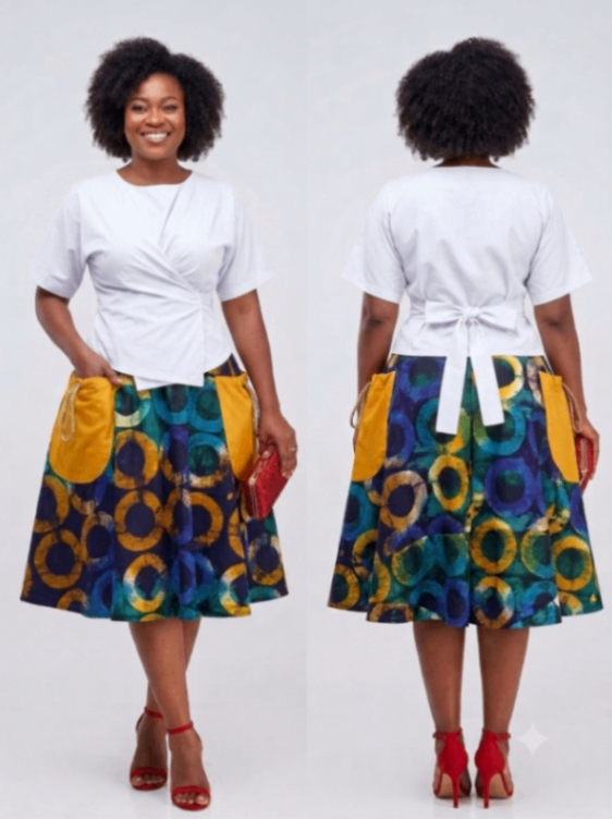 AMANDA SET Flare skirt and Twisted wrap top