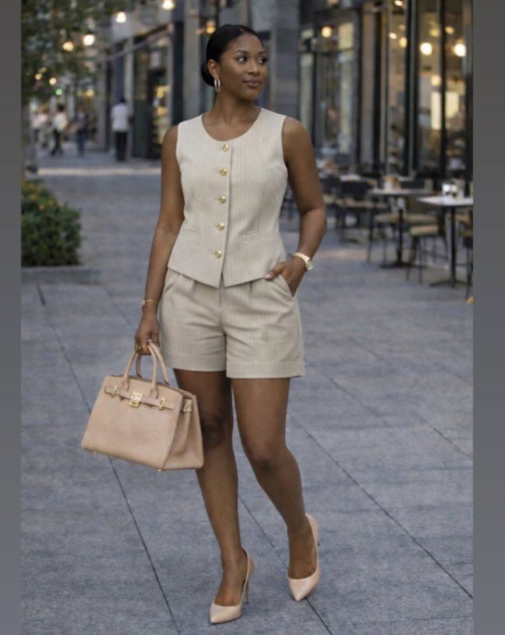 The Executive Pinstripe Vest & Shorts Set