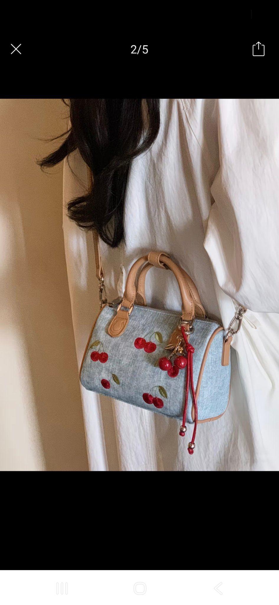 Jeans cherry bag with cherry charm