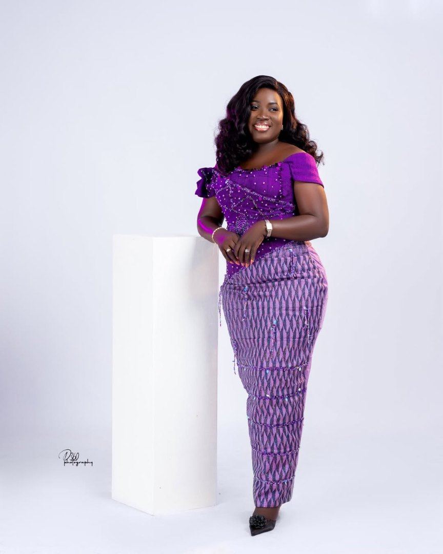 Royal Violet Kente Slit Gown
