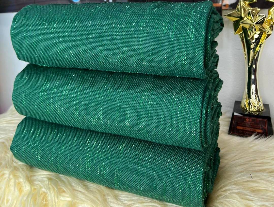 6 yards forest green plain kente