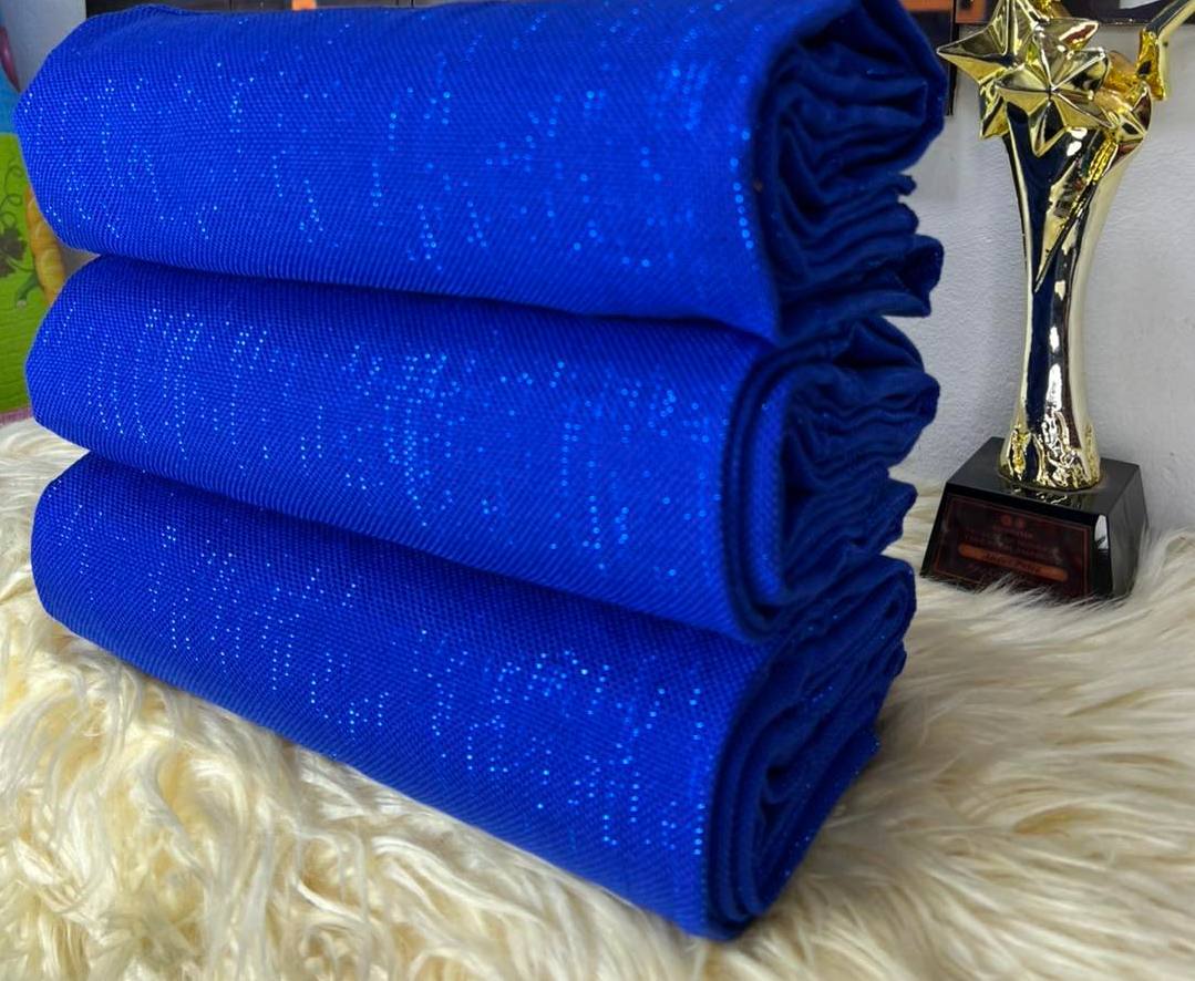 6 yards blue plain kente