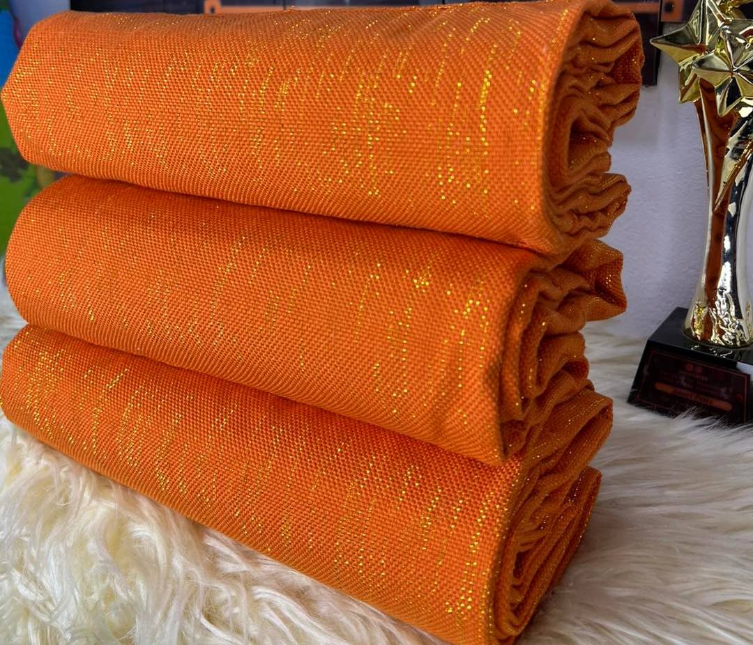 6 yards orange plain kente