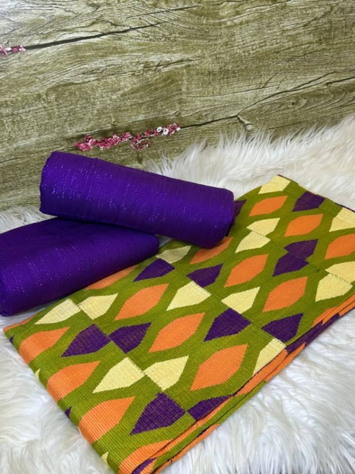 2 yards design with 4 yards purple plain 